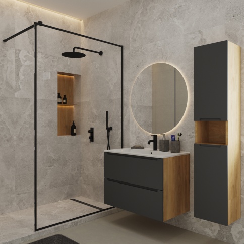 DPGD Пенал Дион Графит мат/Дуб (универсальный L/R) фото 3