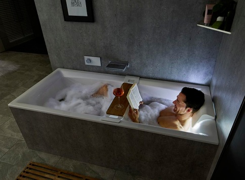 B100003005 Ванна STILL SQUARE 170x75 подголовник с подсветкой справа RIHO фото 4