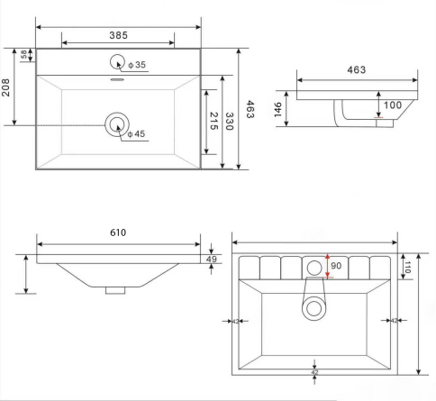 GLA6146 Раковина накладная GLASE 61 белая ZOV фото 3