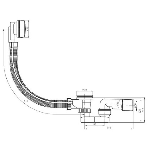 EVS0150 Слив-перелив для ванны METAL (полуавтомат) хром PLASTBRNO фото 2