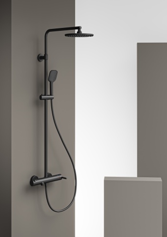 DK1009 Душевая стойка со смесителем и изливом  GALAXY MIX, черный TESKA фото 2