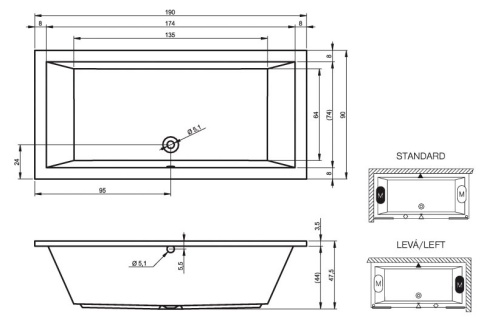 B037001005 LUSSO Ванна 190x90 RIHO (УЦЕНКА) фото 2