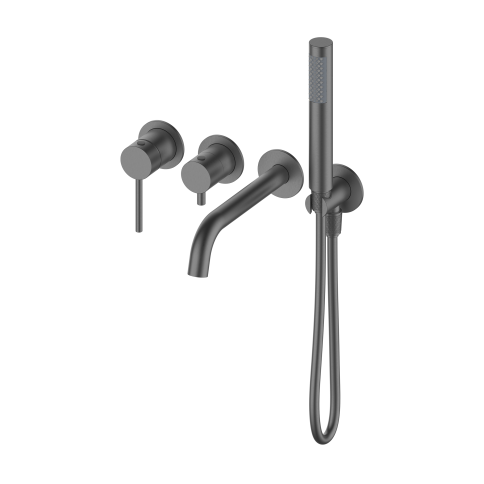 OL-889017-BGM Y-LINE Смеситель для ванны с душевым гарнитуром оружейный металл OLIVEEKA фото 1