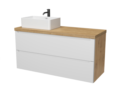 D120BD Тумба под раковину/столешницу Дион 120 Белый мат/Дуб фото 2