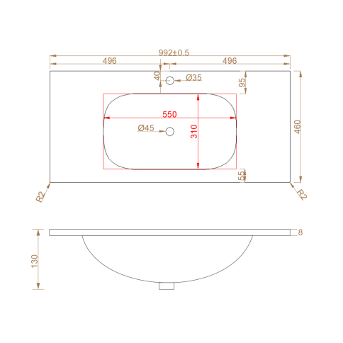 F100WF Раковина накладная Solid Flow 100см белый матовый OLIVEEKA фото 9