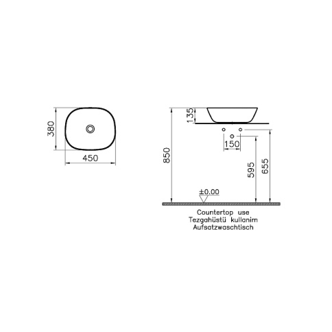7810B401-0016 Plural Раковина-чаша 45 см белая матовая VITRA фото 3