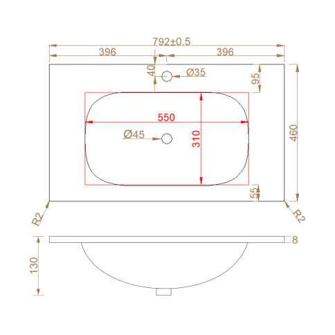 F80WF Раковина накладная Solid Flow 80см белый матовый OLIVEEKA фото 9