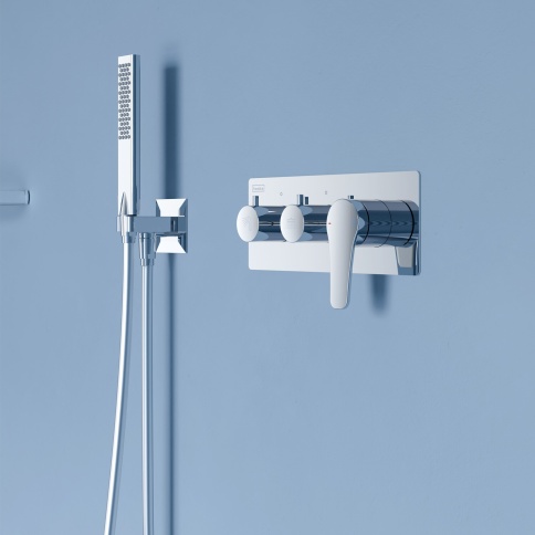 EX3760 Встраиваемый смеситель Euro X с душевой лейкой и головным душем, хром TESKA фото 2