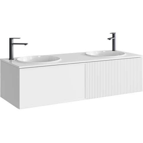 BOS0114WM Подвесная тумба с двумя ящиками 135 см Цвет Белый матовый AQWELLA фото 1