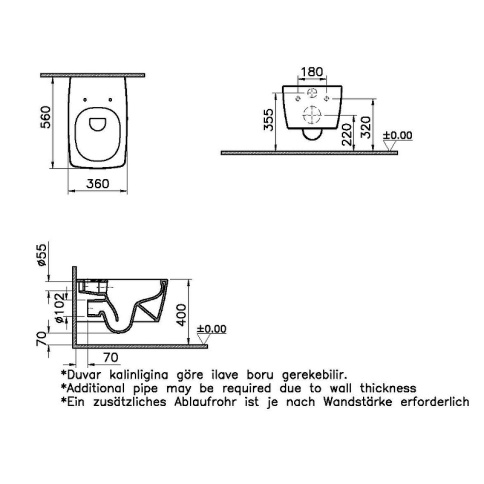 7672B083-0101 Metropole безободковый подвесной унитаз без сидения черный матовый фото 2