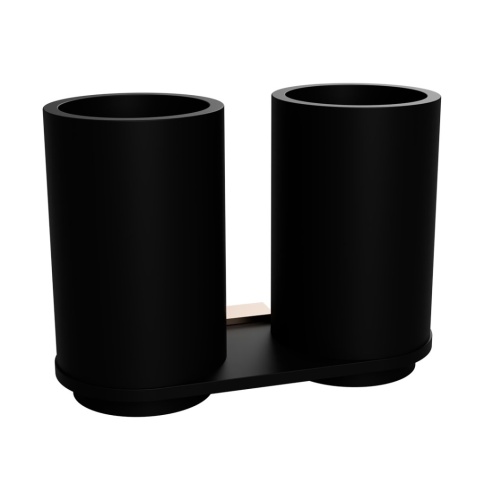 108110020 GALLA Двойной держатель зубных щеток, стаканы черный - розовое золото BEMETA фото 1