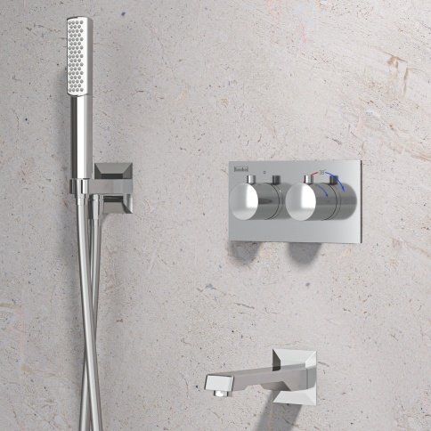 T4100C Встраиваемый термостатический смеситель Teona с душевой лейкой и головным душем, хром TESKA фото 2