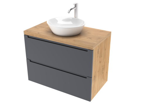 D60GD Тумба под раковину/столешницу Дион 60 Графит мат/Дуб фото 2