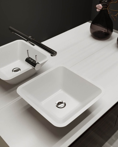 1.02.004.11.1 SATURN Раковина 42x42 Soft Rock Белый матовый HOLBI фото 2