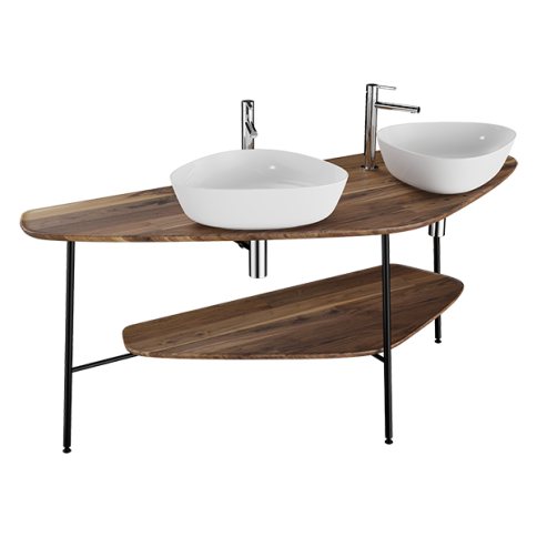 64043 Plural Столешница-консоль 160 см под 2 раковины цвет американский орех VITRA фото 1