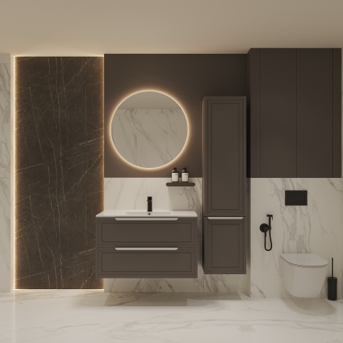 S80PG Тумба под раковину/столешницу Севилья 80 Платиновый (RAL 7036) фото 3