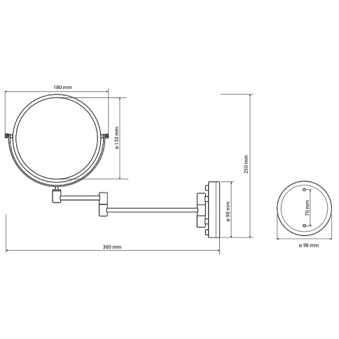 106101698 RETRO Косметическое зеркало d.133 мм золото BEMETA фото 2