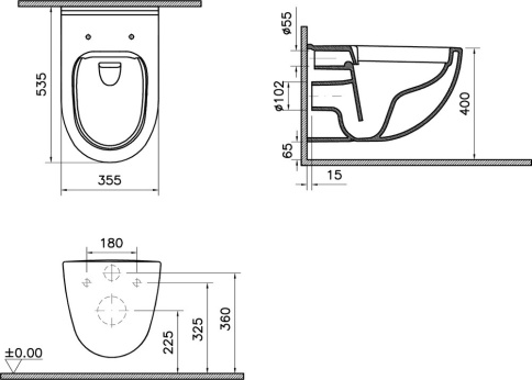 9005B003-7211 Комплект унитаза с инсталляцией Vitra S 40 с сиденьем микролифт и клавишей смыва Хром глянцевый фото 3
