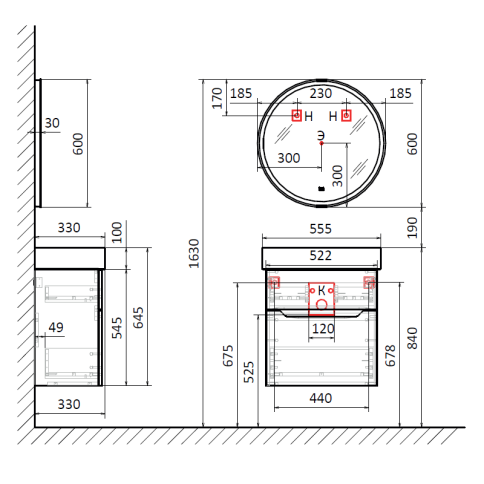 *Folk.01.55/P/W/JR Тумба Folk 55 подвесная белая JORNO фото 6