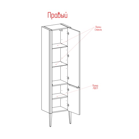 PVL Пенал Валенсия Бежево-розовый (правый R) (RAL 3012) фото 5