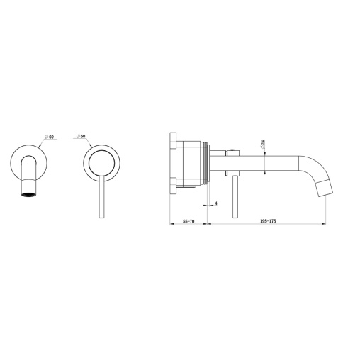 OL-88869017-BGM Y-LINE Смеситель для раковины настенный оружейный металл OLIVEEKA фото 3