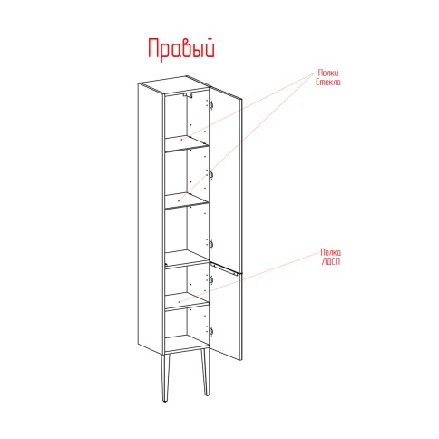 PSF Пенал Севилья RAL Фисташковый (правый R) (RAL 6019) фото 4