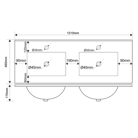 NS2001-120 Раковина с двумя чашами накладная 120см белая OLIVEEKA фото 3