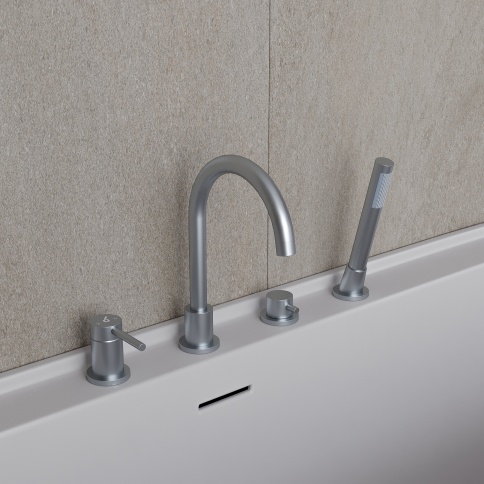 OL-669017-CR Y-LINE Смеситель для ванны с душевым гарнитуром хром OLIVEEKA фото 2