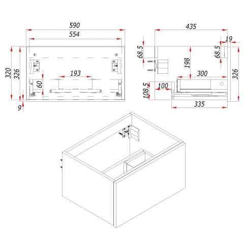 K60FL Тумба под раковину/столешницу Кито Флавио 60 Лиони фото 3