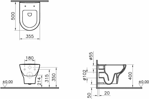 5795B003-6077 Zentrum Подвесной безободковый унитаз с сиденьем микролифт фото 3