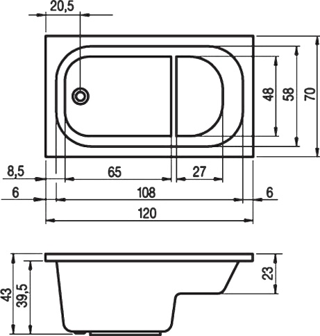 B149001005 PETIT Ванна 120x70 RIHO фото 2