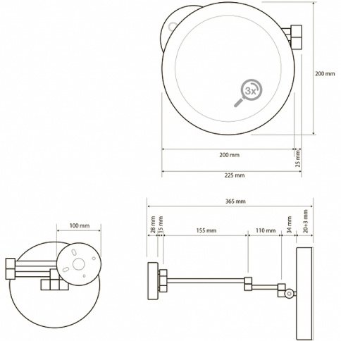 116101772 Косметическое зеркало с подсветкой LED d.200 мм хром BEMETA фото 2