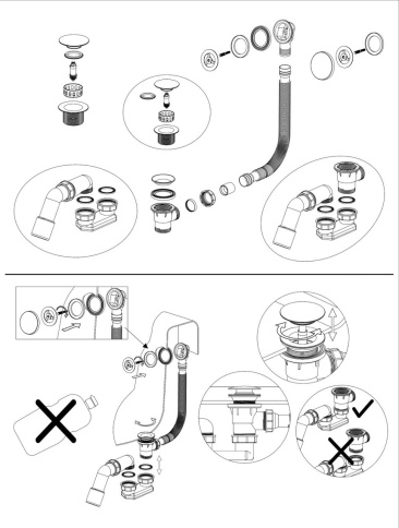 САЕ100100 Слив-перелив Click-Clack с верхней прочисткой L=660мм, хром ALBA SPA фото 3
