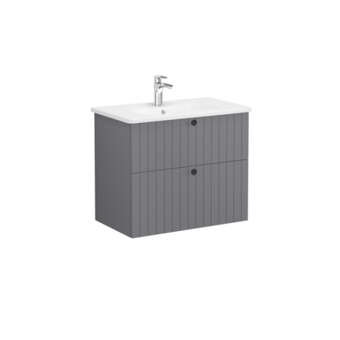 69438 Root Groove Тумба 80 см раковиной 2 ящика матовый серый VITRA фото 1