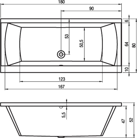 B025001005 JULIA 180 Ванна 180x80 RIHO фото 2