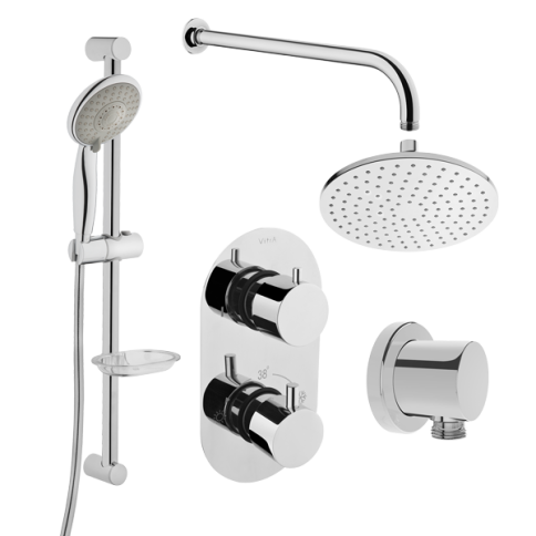 458657 AQUAHEAT Набор встроенной душевой системы на 2 потребителя с термостатом хром VITRA фото 1