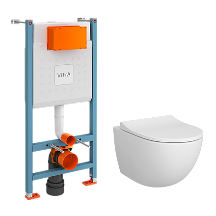 9830B003-7211 Комплект унитаза с инсталляцией Vitra Sento Rim-Ex с сиденьем микролифт (БЕЗ ПАНЕЛИ СМЫВА) фото 1