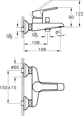 A49152EXP AXE S набор смесителей для раковины и ванны с душевым гартнитуром хром VITRA фото 2