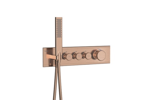 SH3009 SHINE Термостат на 3 потребителя с ручным душем (внешняя часть), розовое золото TESKA фото 1