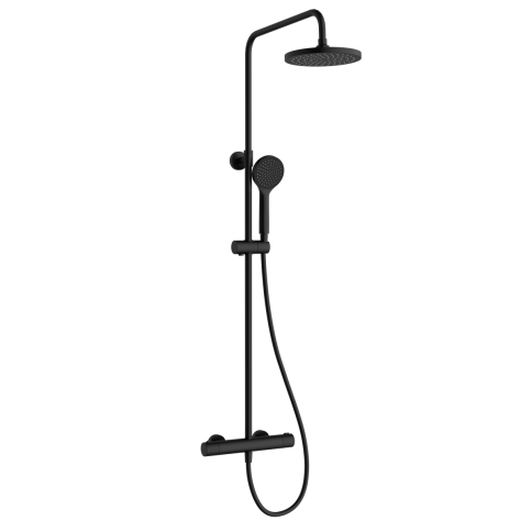 A4729836EXP JOY Round Душевая стойка с термостатом с верхним и ручным душами черный матовый VITRA фото 1