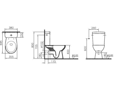9864B003-7201 S10 Напольный безободковый унитаз SmoothFlush c бачком и сиденьем микролифт фото 6