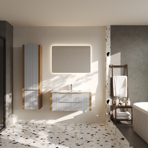 V100S Тумба под раковину/столешницу Валенсия 100 Камень (RAL 7047) фото 2