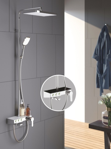 NG3501C Душевая стойка Niagara со смесителем и изливом, хром/белое стекло TESKA фото 2