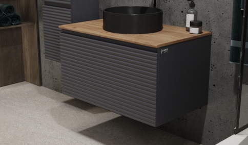 *Coss.01.80/P/A-DZ/JR Тумба Cossety 80 подвесная Антрацит/Дуб Крафт золотой антрацит JORNO фото 1