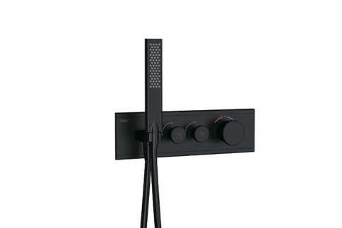 SH2008 SHINE Термостат на 2 потребителя с ручным душем (внешняя часть), черная TESKA фото 1