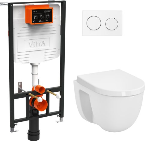 9005B003-7211 Комплект унитаза с инсталляцией Vitra S 40 с сиденьем микролифт и клавишей смыва Хром глянцевый фото 1