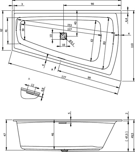 B102001005 STILL SMART L Ванна 170x110 RIHO фото 3
