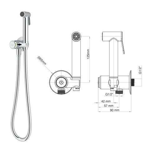BTK6704 Гигиенический душ с запорным вентилем Touch черный TESKA фото 2