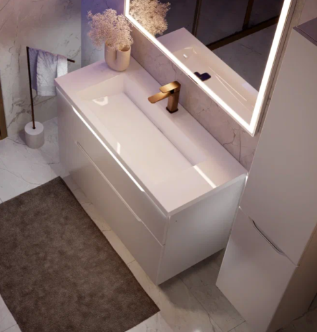 4670142930839 Раковина Luxor 100 литьевой мрамор белый JORNO фото 3