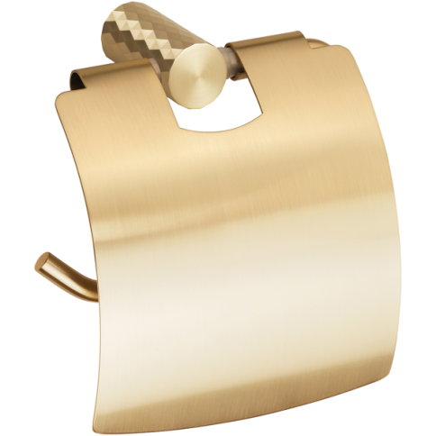 174112012 ZYRA Держатель туалетной бумаги с крышкой светлое золото матовое BEMETA фото 1